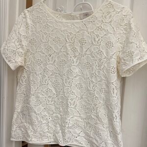 LOFT Women's Ivory Floral Lace top